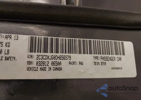 2013 Dodge Charger Sxt из США, поврежденный, VIN 2C3CDXJG0DH656579